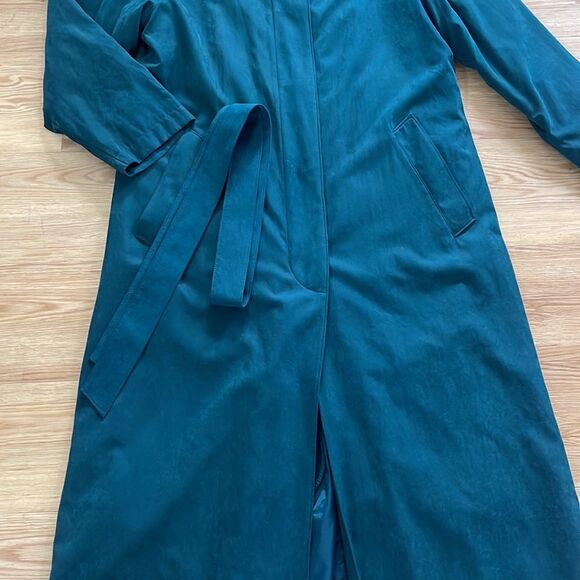London Fog Green Belted Suede Trench Coat Womens Size 10 - Picture 6 of 9